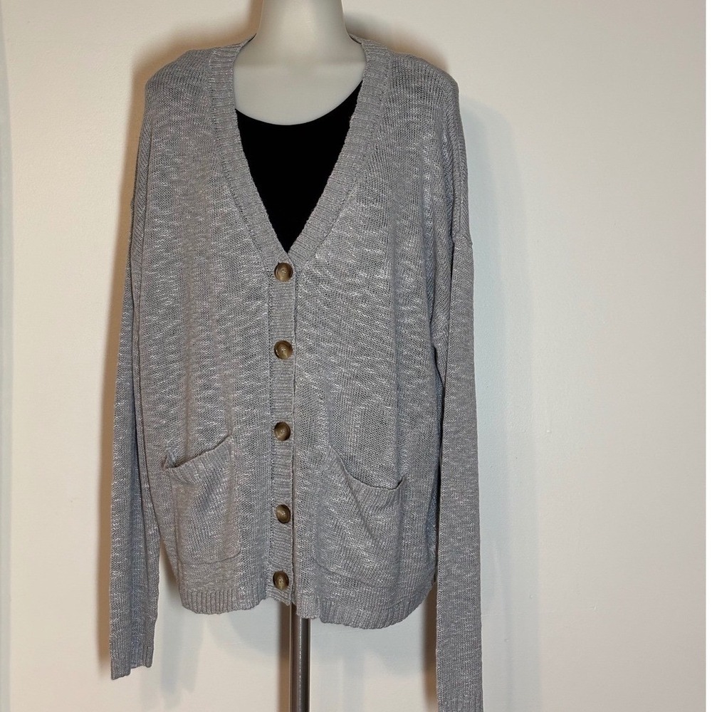 Ava Lane Boutique Womens Gray Knit Button Front Cardigan Sweater XL New w/ tag